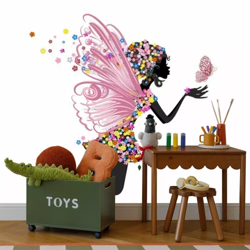 Sticker Blumen-Fee mit Schmetterling