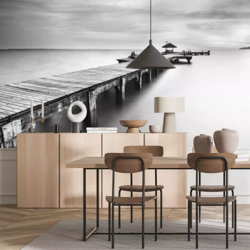 Fototapete Holzsteg an einem ruhigen See