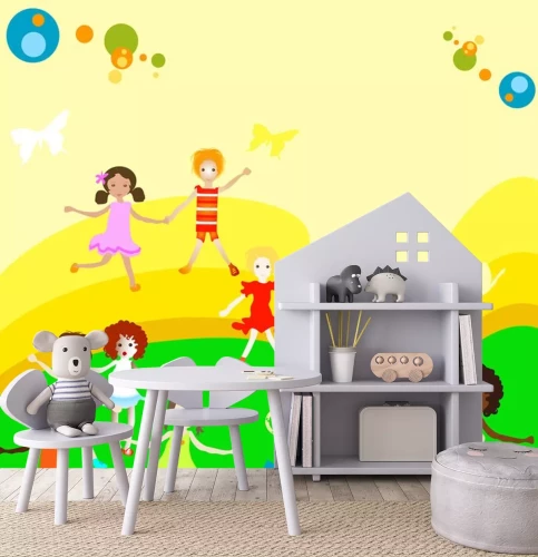 Sticker Gruppe der Kinder spielen