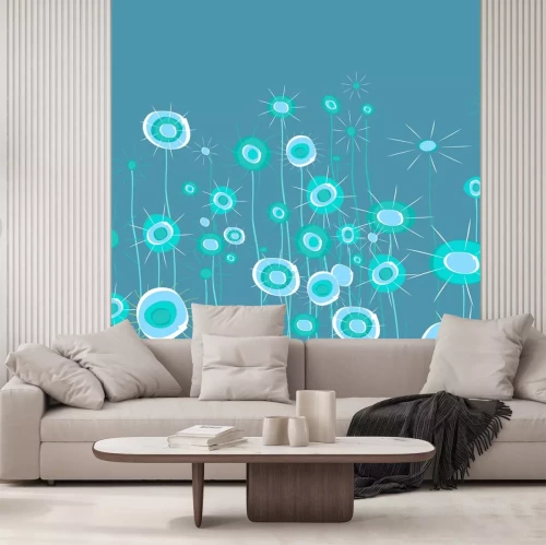 Sticker Abstrakte Blumen in Blau