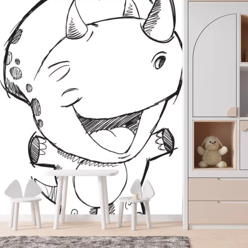 Sticker Skizze eines lächelnden Dinosauriers