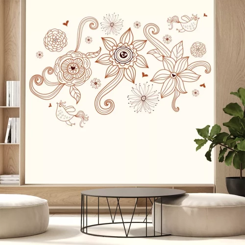 Sticker Blumen und Vögel