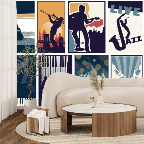 Sticker Musikbands spielen Jazz verschiedene Aufnahmen