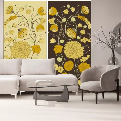 Sticker Retro-Blumen in zwei Rechtecken