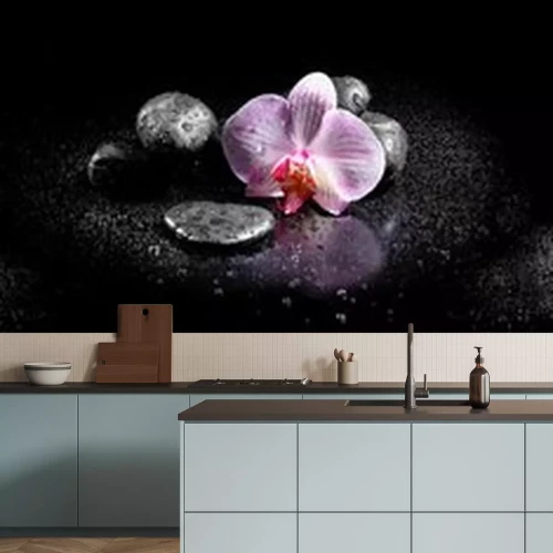 Sticker Orchidee 3D Steine und Wassertropfen
