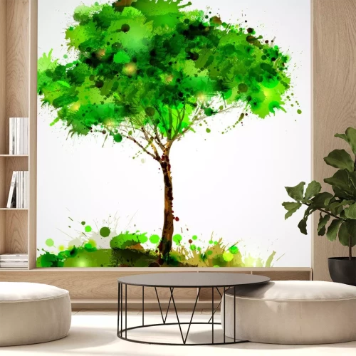 Sticker Grüner abstrakter Baum bildet durch blots