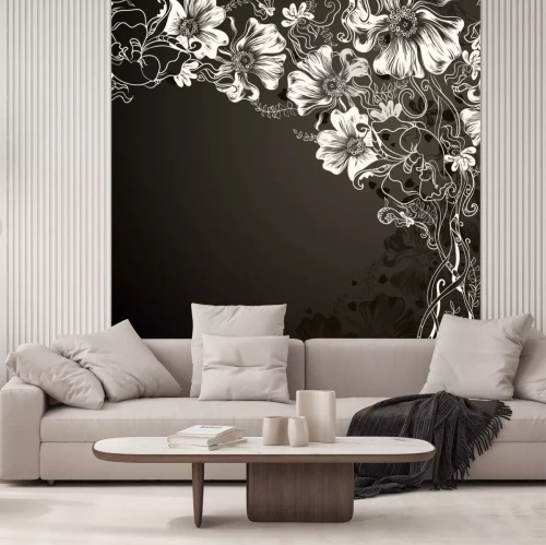 Sticker Weiße Blumen auf grauem Hintergrund