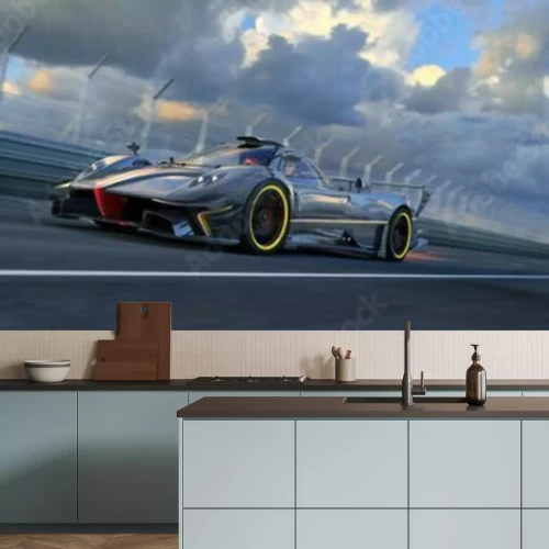 Fototapete Strecke und Sportauto