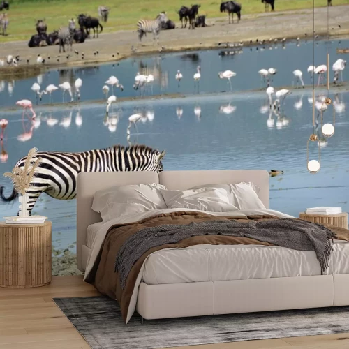 Sticker Zebra an einem Fluss