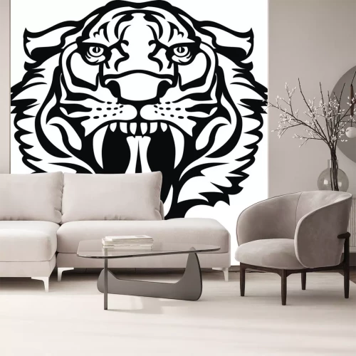 Sticker Tiger Grafik eines gefährlichen Tigers mit scharfen Zähnen