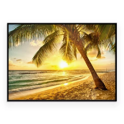 Poster Ein Strand auf Barbados, erstrahlt in den Farben des Sonnenuntergangs