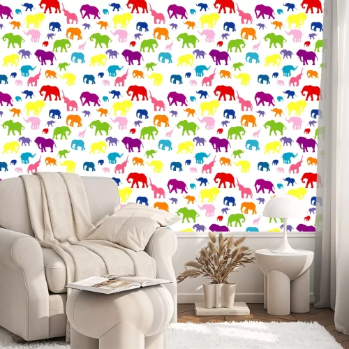 Tapete Bunte Silhouetten von Elefanten
