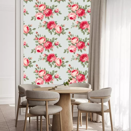 Tapete Retro-Rosen mit Blättern