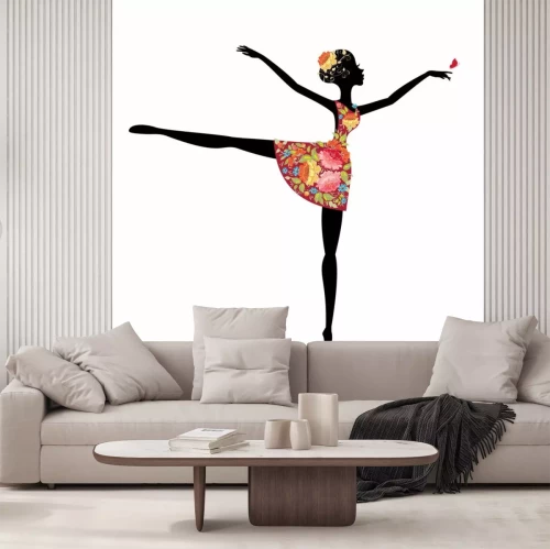 Sticker Ballerina in einem Blumenkleid