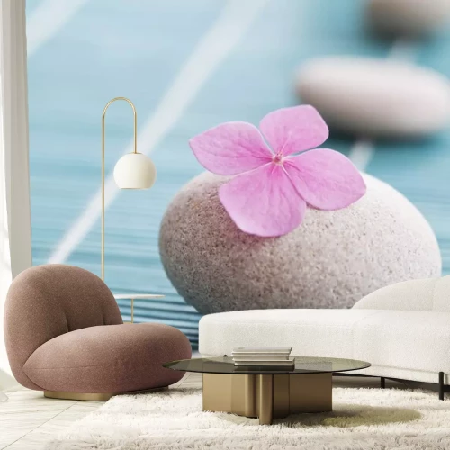 Sticker Zen Steine ​​und rosa Blumen