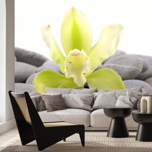 Sticker Spa Essentials Pyramide von Steinen mit Orchidee