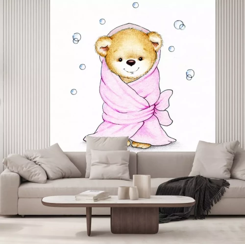 Sticker Teddybär eingewickelt in Decke