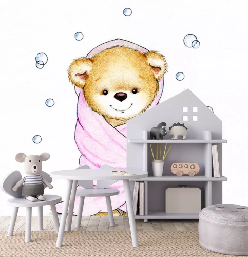 Sticker Teddybär eingewickelt in Decke