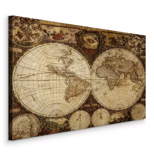 Bild Eine verzierte Vintage-Weltkarte im Retro-Stil