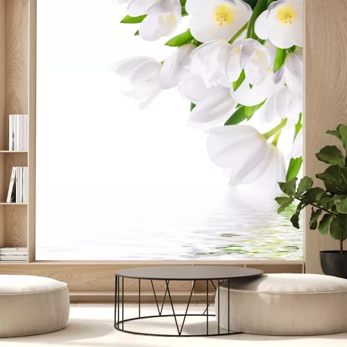 Sticker Weiße Tulpen am Wasser