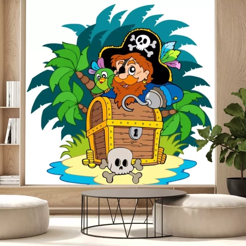 Sticker Kleine Insel und Pirat mit Haken