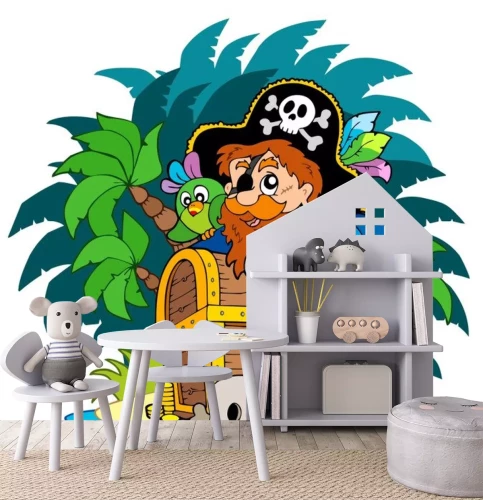 Sticker Kleine Insel und Pirat mit Haken