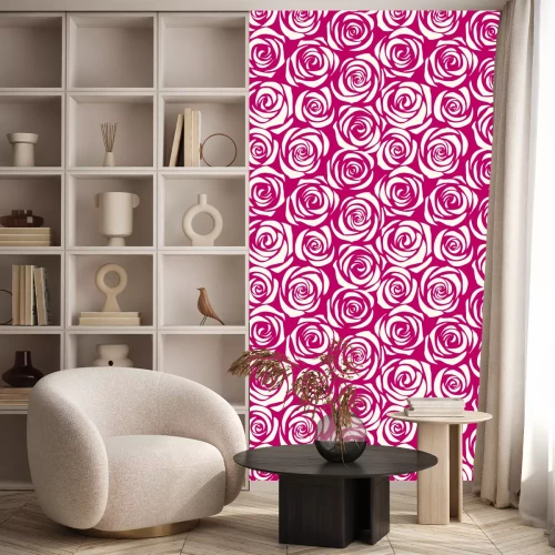 Tapete Weiße grafische Rosen im Hintergrund