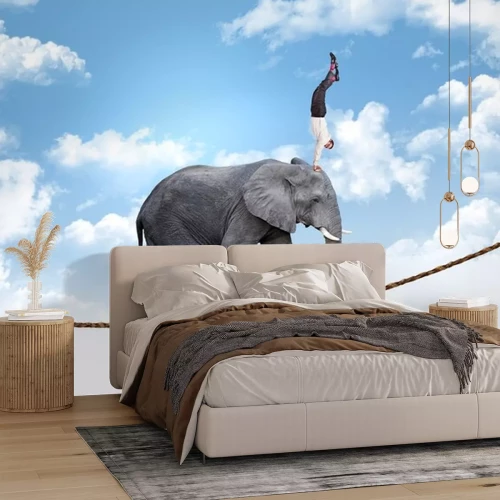 Sticker Akrobat auf einem Elefanten