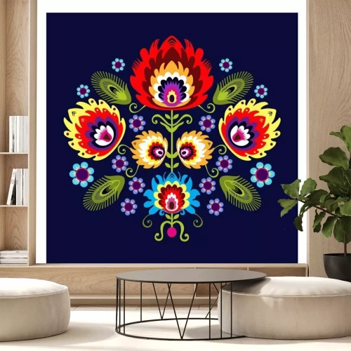 Sticker Polski wzór Ludowy z kwiatami