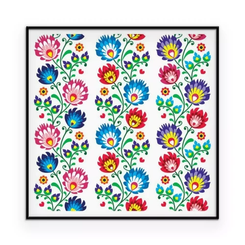 Poster Grafiken mit Blumen im Łowicz-Stil
