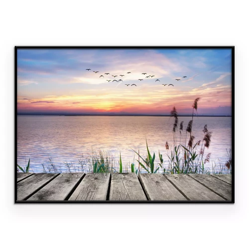 Poster Meerblick in den warmen Farben des Sonnenuntergangs