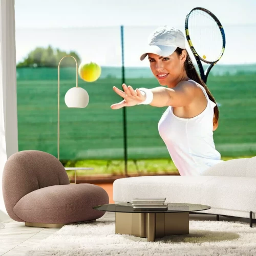 Sticker Weibliche Tennisspielen