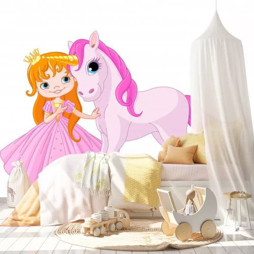 Sticker Niedliche Prinzessin und Einhorn