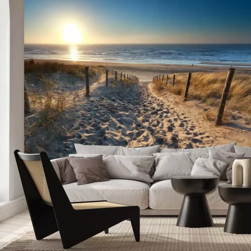 Fototapete Sonnenschein über den Weg zum Strand in Nordsee