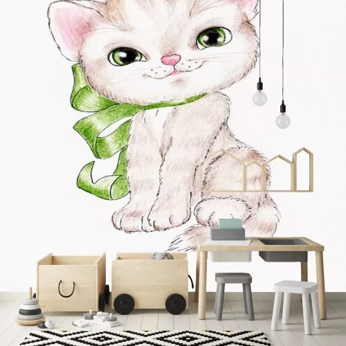 Sticker Kätzchen mit Schleife