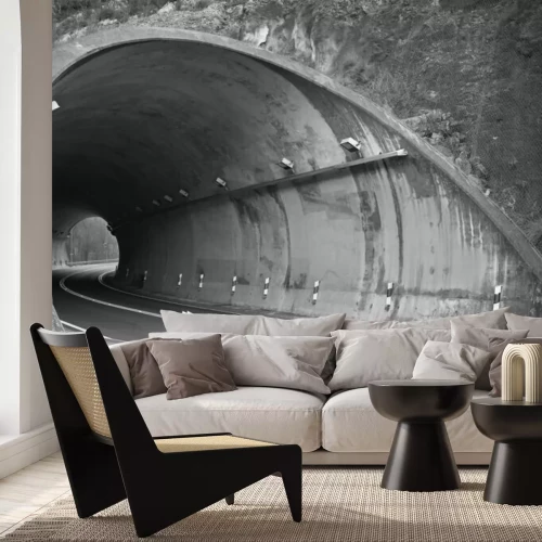 Fototapete Monochrome Ansicht eines Tunnels