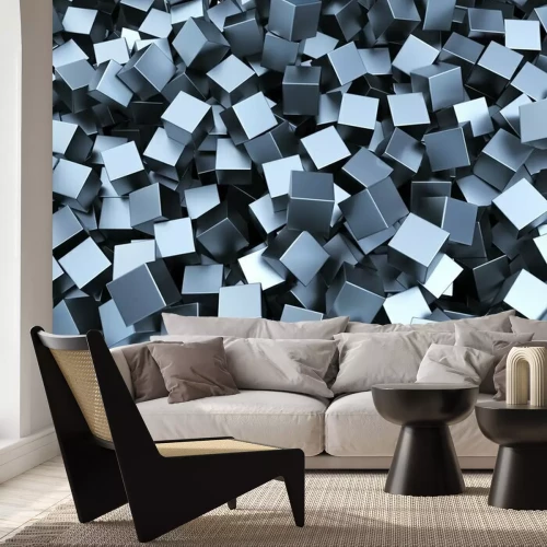 Fototapete Würfel 3D aus Metall