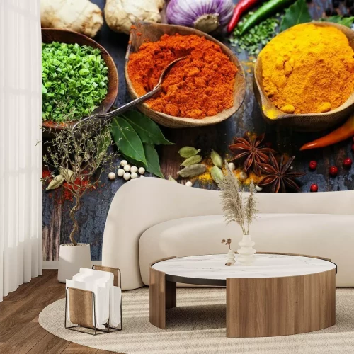 Fototapete Gewürze und Kräuter pulverisiert