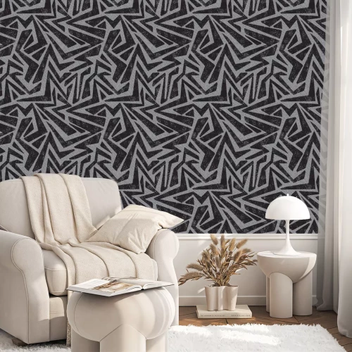 Tapete Abstraktes schwarz-graues Graffitimuster