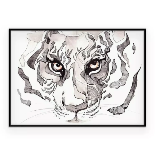 Poster Tiger in einem abstrakten Porträt