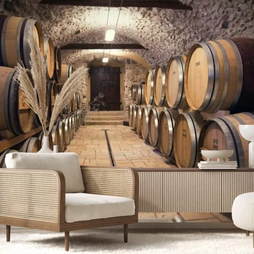 Fototapete Weinfässer im Keller