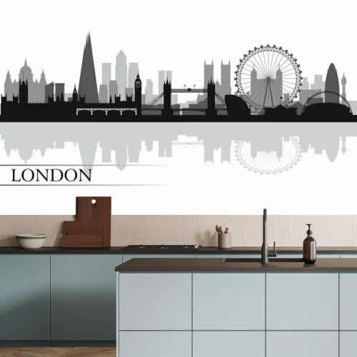 Sticker Schwarz-weiße Übersicht der Londoner Sehenswürdigkeiten