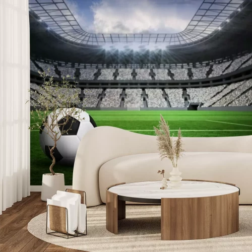Fototapete Ball auf dem Spielfeld im Stadion