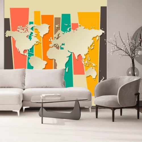 Sticker Vektor-Weltkarte Papier 3D-Retro-Hintergrund