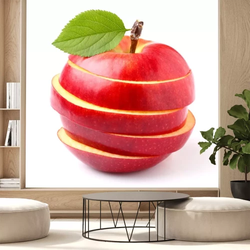 Sticker In Scheiben geschnittener roter Apfel
