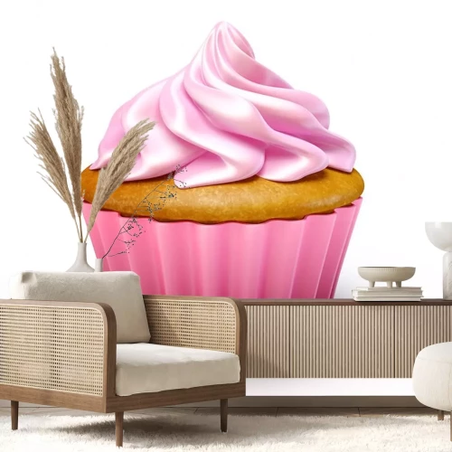 Sticker Muffin mit rosa Zuckerguss-Grafik