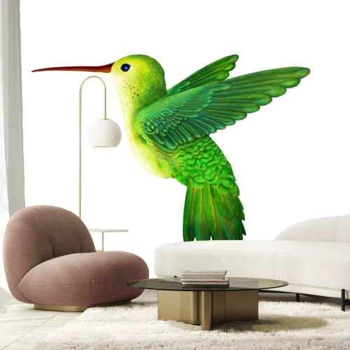 Sticker Grüner Kolibri auf hellem Hintergrund