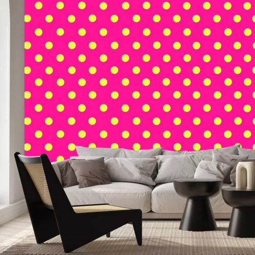 Sticker die Gelbe Punkte mit rosa Hintergrund