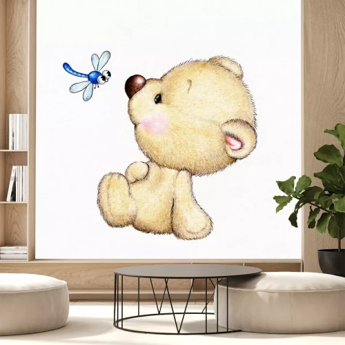 Sticker Teddybär und Libelle