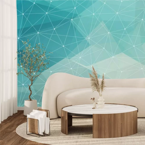 Fototapete Abstraktes Netz auf türkisfarbenem Hintergrund